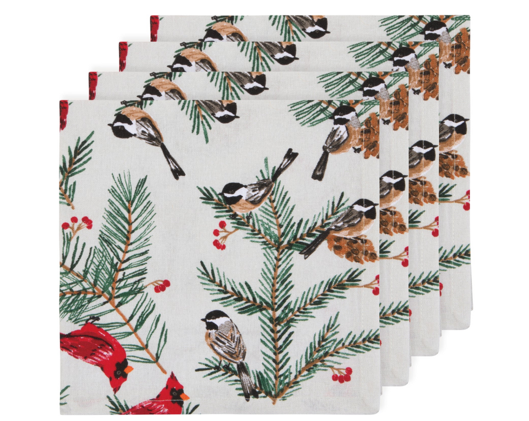 Birds & Boughs Christmas Napkins - Set of 4