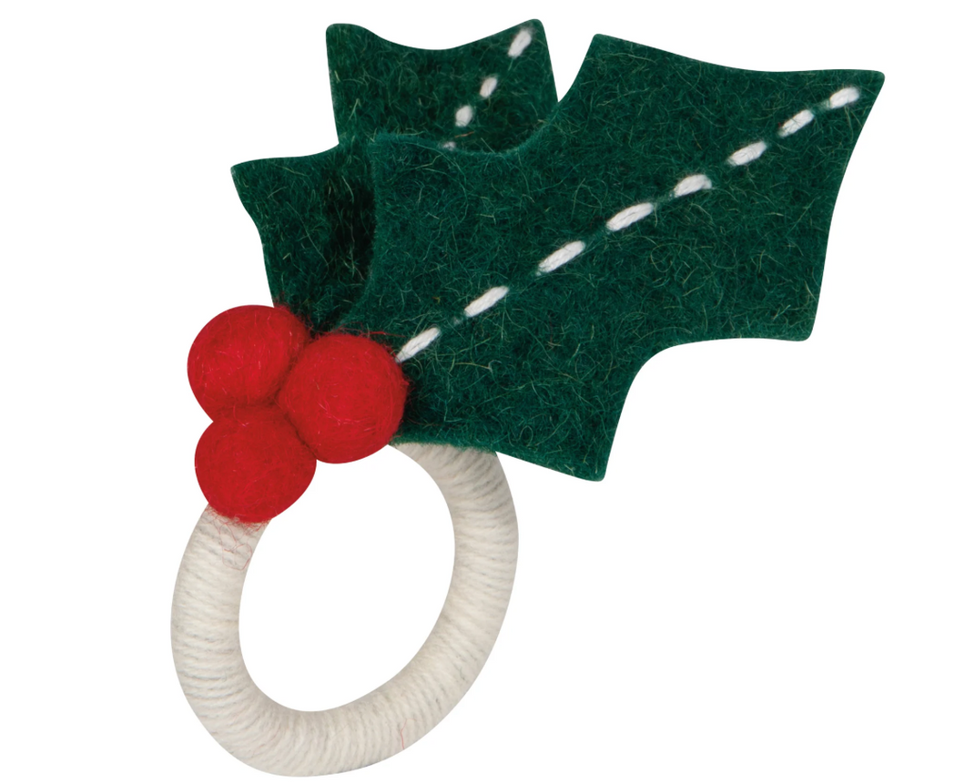 Winterberry Christmas Felt Napkin Ring