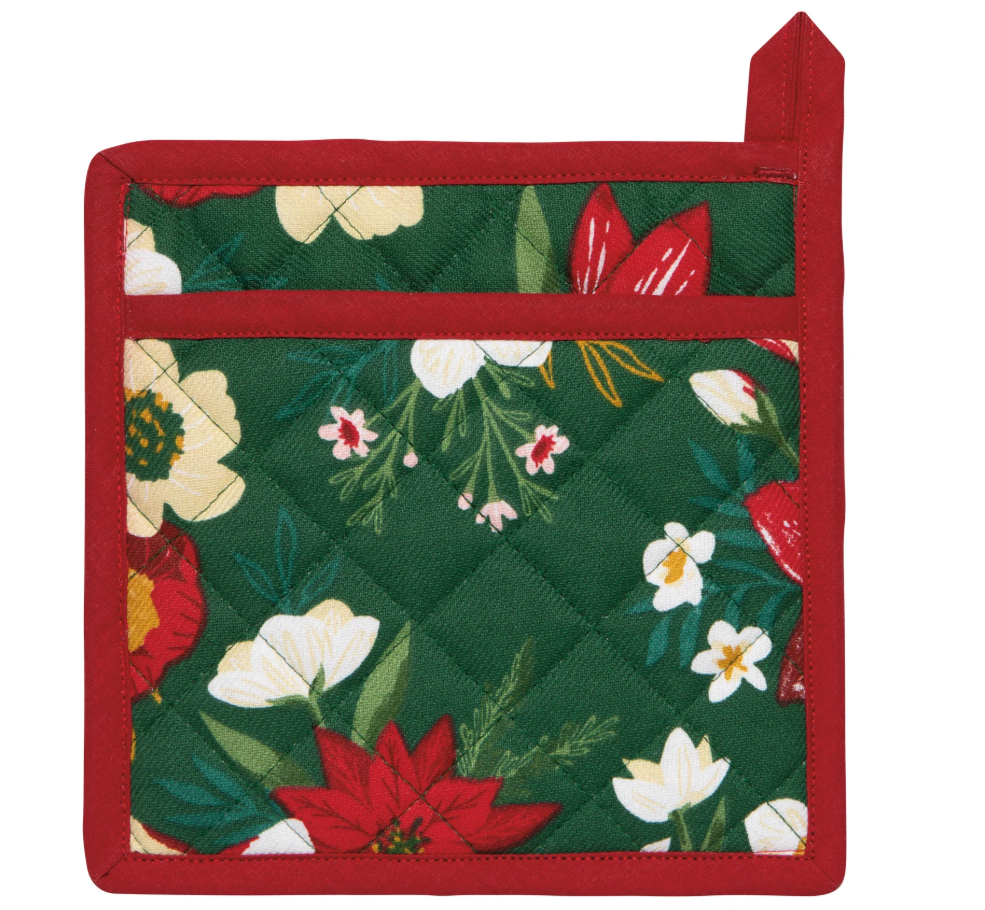 Amaryllis Christmas Spruce Potholder