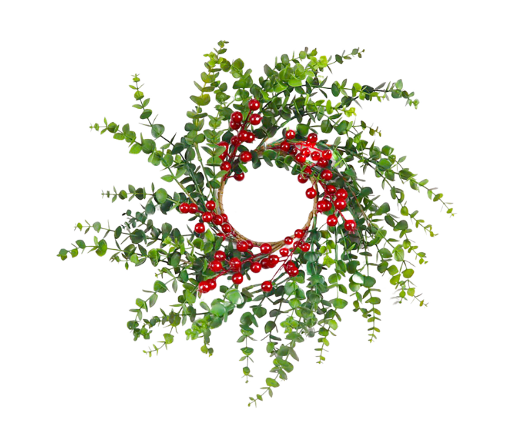 Mini Eucalyptus Wreath - 4.5″ Green with Red  Berries