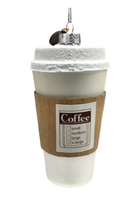 Coffee Cup Glass Ornament - 10.9