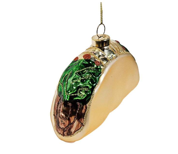 Taco Glitter Glass Ornament - 3