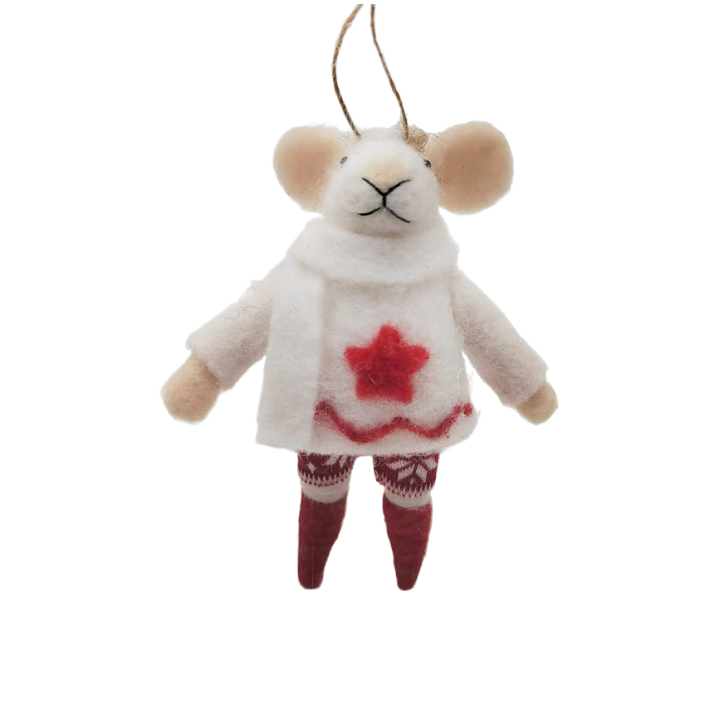 Sienna Scandinavian Wool Mouse Ornament - 5