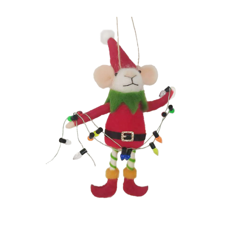 Ezra Elf Mouse Wool Ornament - 5