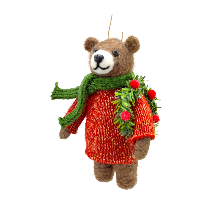 Buddy the Bear Wool Ornament - 5