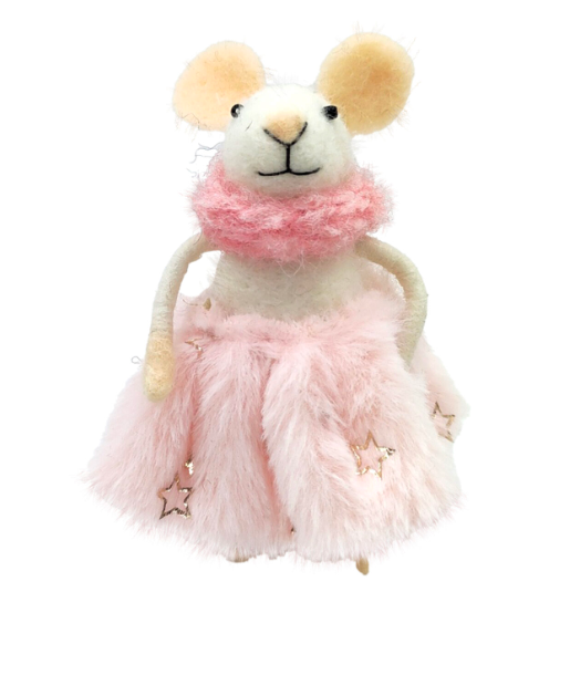 Faye the Fur Skirt Wool Mouse Ornament - 5