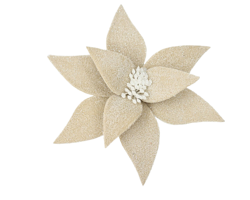 Gold Frosted Poinsettia Clip