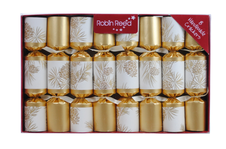 Christmas Crackers - Gold/White Pinecones