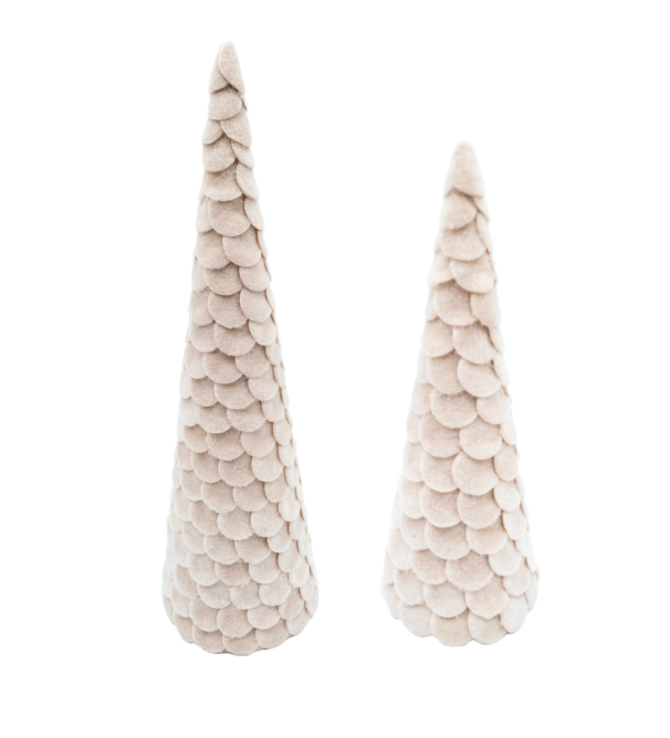 Scalloped Cone Tree 2pc Set - Cream
