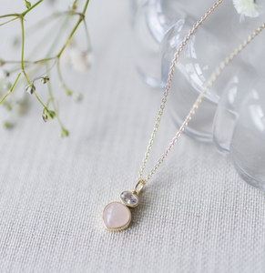 Anastasia Necklace - Gold/Rose Quartz