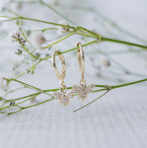 Bee Shiny Hoops - Gold/Clear