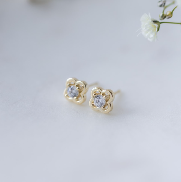 Elodie Studs - Gold/Clear