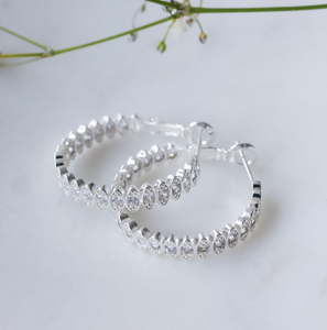 Front & Centre Hoops - Silver/Clear