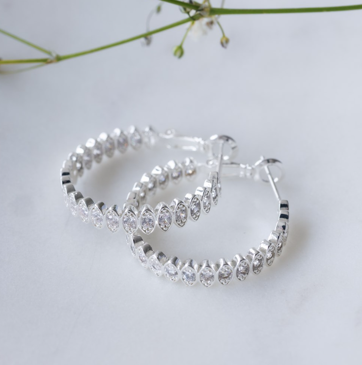 Front & Centre Hoops - Silver/Clear