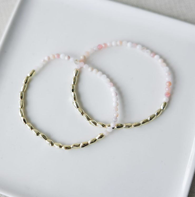 Kindred Duo Bracelets - Gold/Pink Opalite