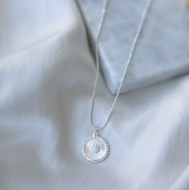 Lina Layering Necklace - Silver/Opalite