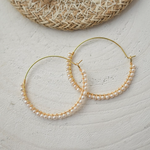 Lumi Hoops - Gold/White Pearl