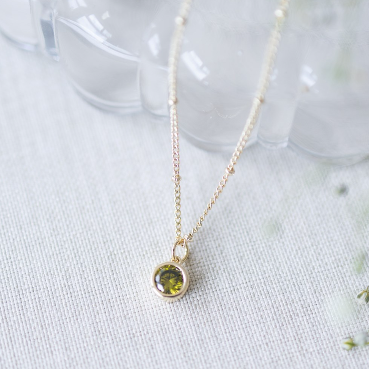 Luster Necklace - Gold/Moss Green