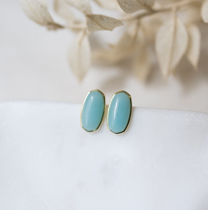 Lyra Studs - Gold/Amazonite