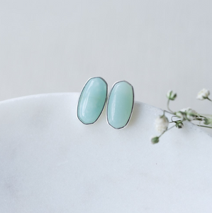 Lyra Studs - Silver/Amazonite