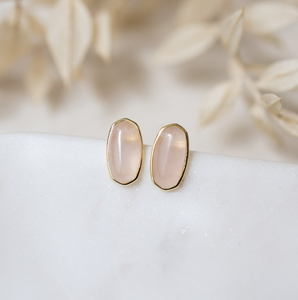 Lyra Studs - Gold/Rose Quartz
