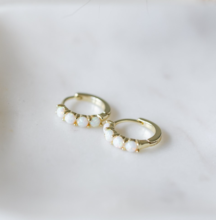 Opal Kiss Hoops - Gold/Opalite