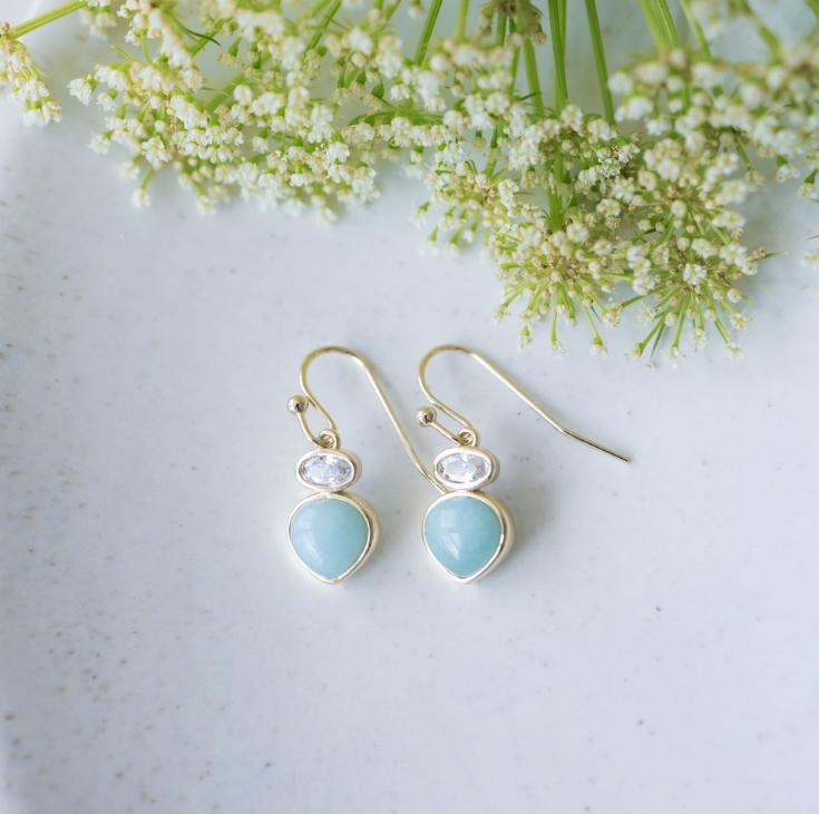 Tasia Earrings - Gold/Amazonite