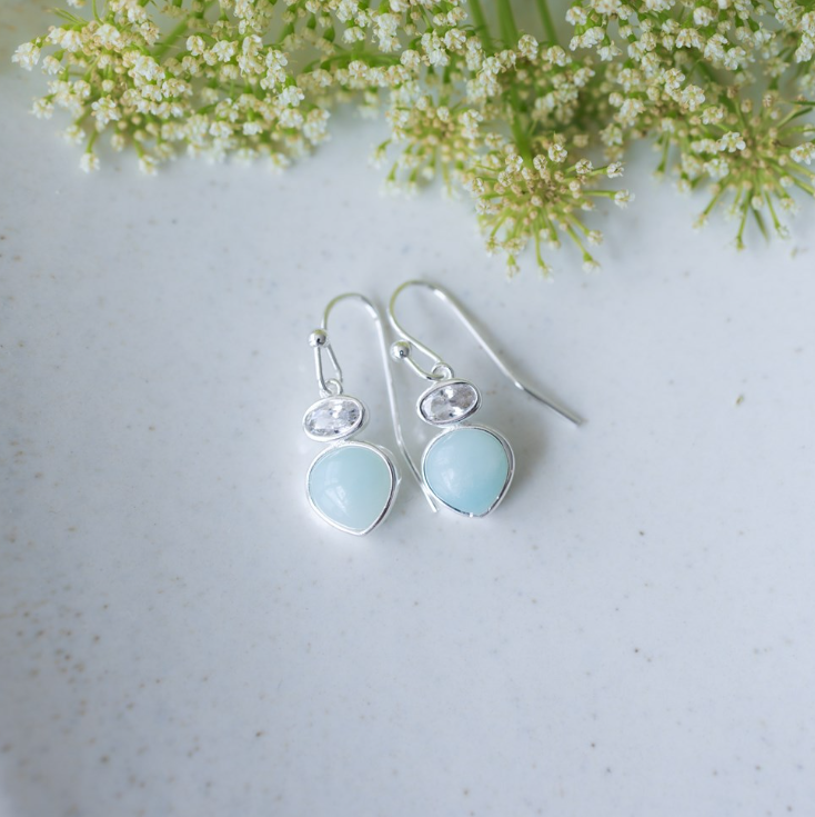 Tasia Earrings - Silver/Amazonite
