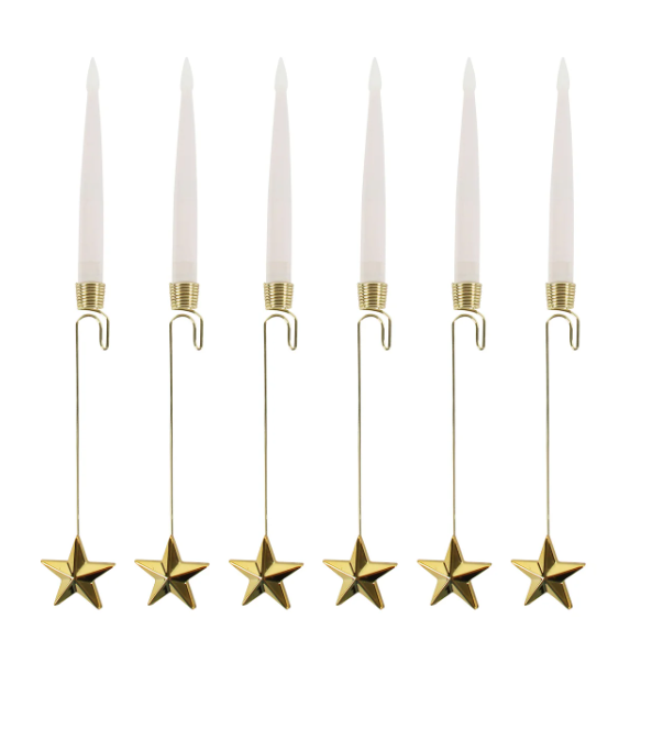 Star Hanging Led Candle Accent Gold - 6PC