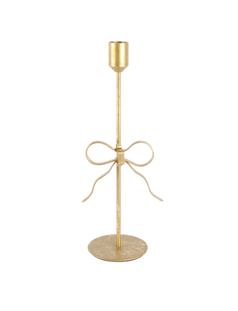 Bow Foil Accent Taper Candle Holder - Gold