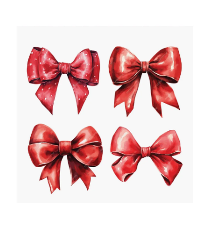 Holiday Bow Printed Cocktail Napkin - 20Pk Red