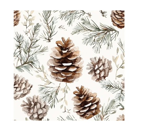 Pinecone Printed Cocktail Napkin - 20Pk