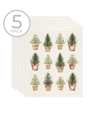 Load image into Gallery viewer, Holiday Trees In Pots Sponge Cloth - Pack Of 5
