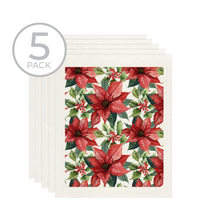 Load image into Gallery viewer, Red Poinsettia Sponge Cloth - Pack Of 5
