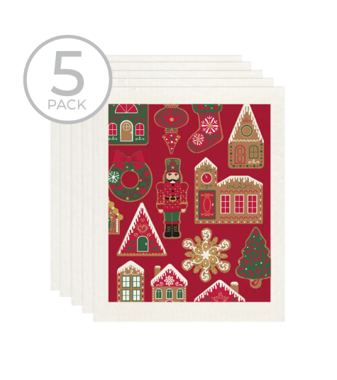 Red Gingerbread Sponge Cloth - Pack Of 5