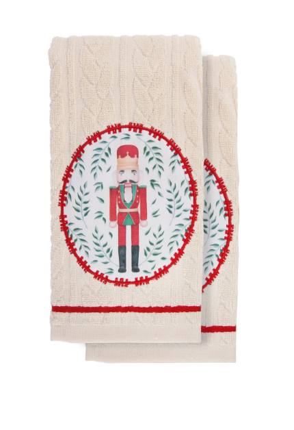 Nutcracker Appliqué Embossed Terry Towel - Set Of 2