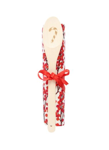 Berry Tea Towel And Wooden Spoon Red
