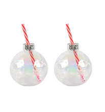 Load image into Gallery viewer, Pearl Snowflake Glass Ball Drink Ornament - Set Of 2
