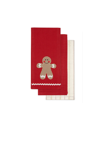 Red Gingerbread Kitchen Towel - Set Of 3
