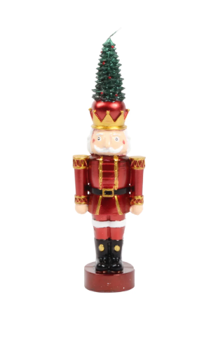 Metallic Red Nutcracker Tree Shaped Candle Large