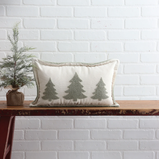 Soft Green Frosted Tree Cushion