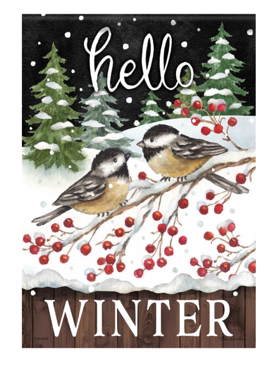 Garden Flag - Winter Chickadee