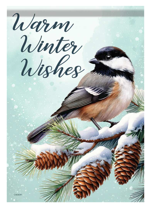 Garden Flag - Winter Chickadee