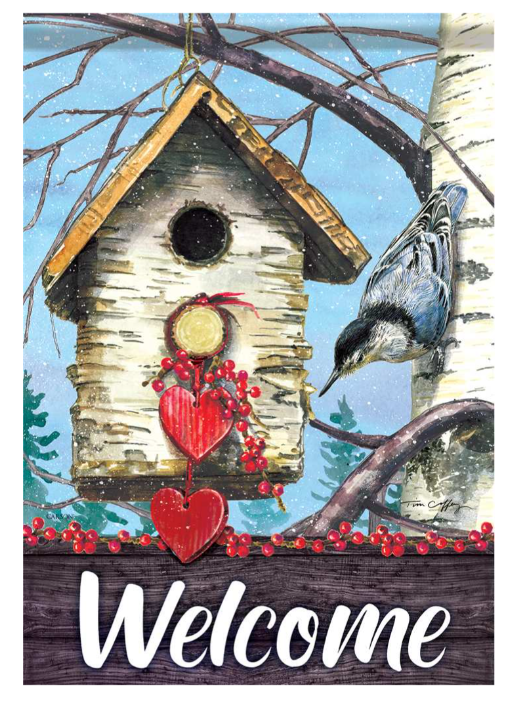Large Garden Flag - Winter Nuthatch
