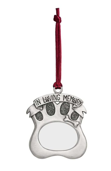 In Loving Memory Paw Pewter Ornament - Dog