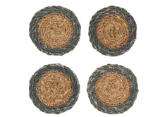 Load image into Gallery viewer, Blue Border Seagrass Coasters - Set of 4
