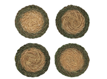 Load image into Gallery viewer, Green Border Seagrass Coasters - Set of 4
