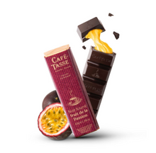 Load image into Gallery viewer, Dark chocolate bar with Passion fruit paste filling

