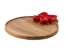 Load image into Gallery viewer, Red Bow Round Acacia Serving Board Set
