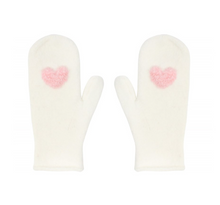 Load image into Gallery viewer, Cream Heart Mittens
